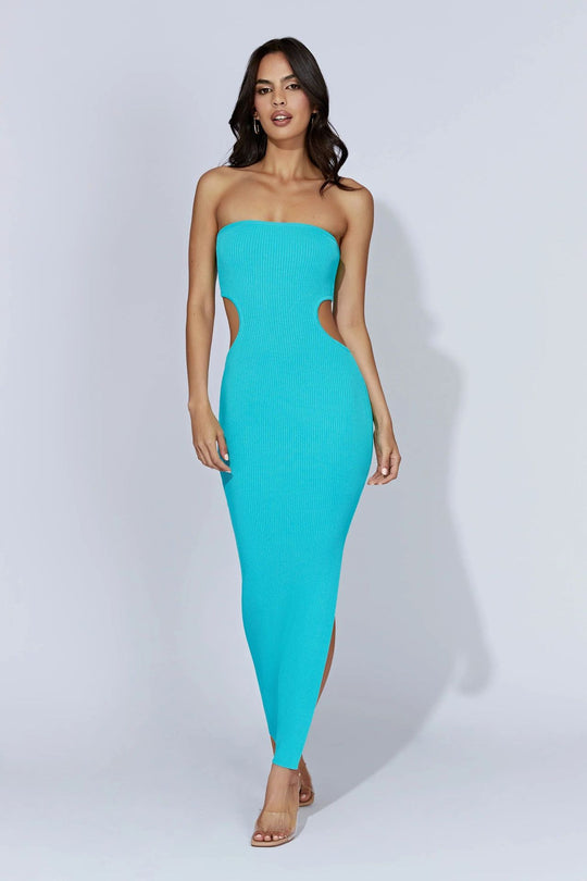 Damen figurbetontes Langarmkleid mit Cut-Outs R&B