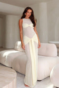 Damen Elegantes Maxikleid mit raffiniertem Wickel-Design und Transparenten Einsätzen R&B