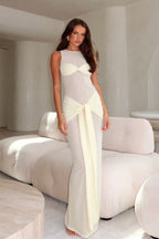 Damen Elegantes Maxikleid mit raffiniertem Wickel-Design und Transparenten Einsätzen R&B