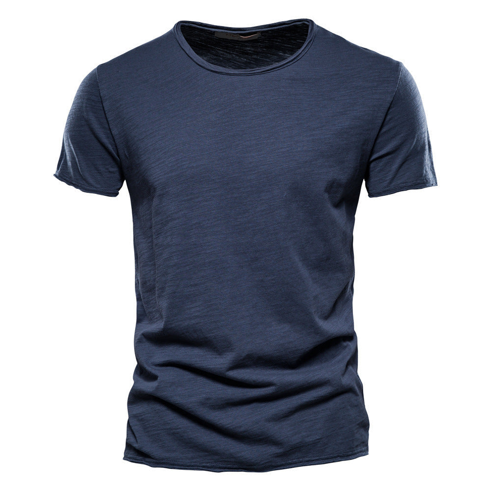 Herren nan leichtes Baumwollshirt mit Rundhalsausschnitt und schlanker Passform R&B