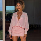 Damen Elegante Bluse mit übergroßem Schnitt und raffinierten Wickeldetails R&B