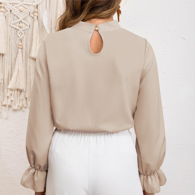 Damen elegante Bluse mit Rüsche R&B