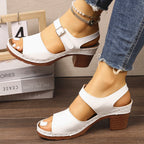 Damen Sandalen mit breitem Riemen und elegantem Blockabsatz R&B