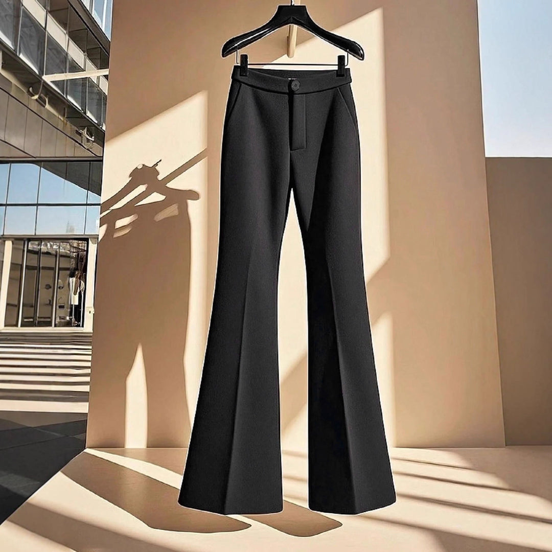 Damen elegante Flared-Hose mit hohem Bund und praktischen Eingrifftaschen R&B