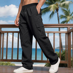 Herren nan weite Cargo-Hose mit elastischem Tunnelzugbund, aufgesetzten Klappentaschen und legerer Passform R&B