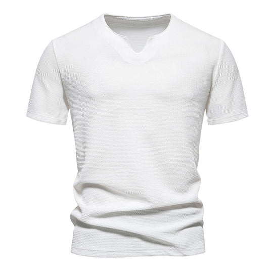 Herren Kurzarm T-Shirt mit modernem V-Ausschnitt und atmungsaktiver Struktur R&B