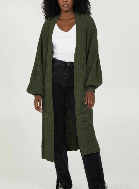 Damen Langer Strickcardigan mit luftigen Ärmeln und offenen Fronten R&B