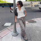 Damen Modische Leoparden-Hose mit elastischem Bund R&B