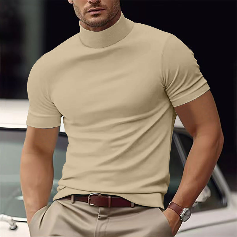 Herren Kurzarm Turtleneck T-Shirt R&B