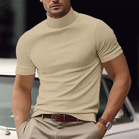 Herren Kurzarm Turtleneck T-Shirt R&B