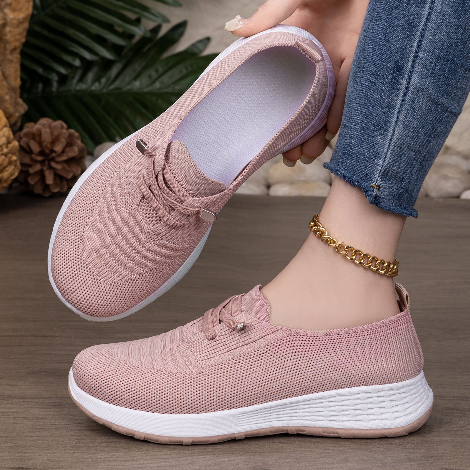 Damen Atmungsaktive Slip-On Sneakers mit dämpfender Sohle