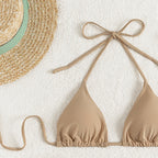 Damen Triangel-Bikini-Set mit hochgeschnittenem Höschen und verstellbaren Trägern R&B