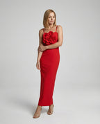 Damen Abendkleid Midi mit Blüten