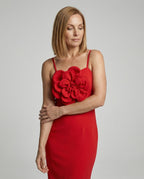 Damen Abendkleid Midi mit Blüten