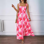 Damen Maxikleid mit floralem Schnitt und modernem Quadrat-Ausschnitt R&B