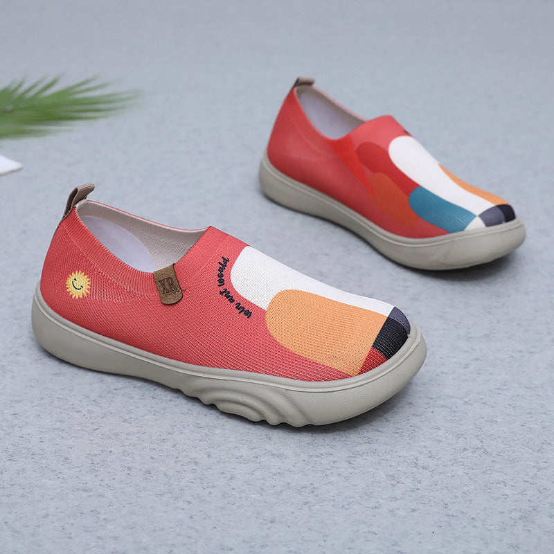 Damen Atmungsaktive Slip-On Sneakers mit farbenfrohem Grafikdesign R&B