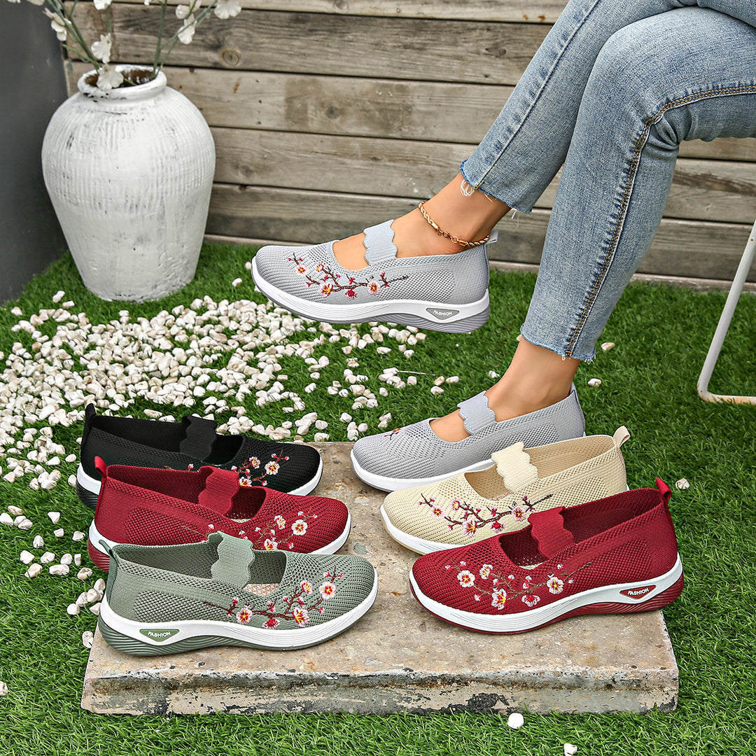 Damen Bequeme Sneaker mit floralen Stickereien R&B