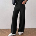 Damen lässige Strickhose mit kontrastierendem Bündchen R&B