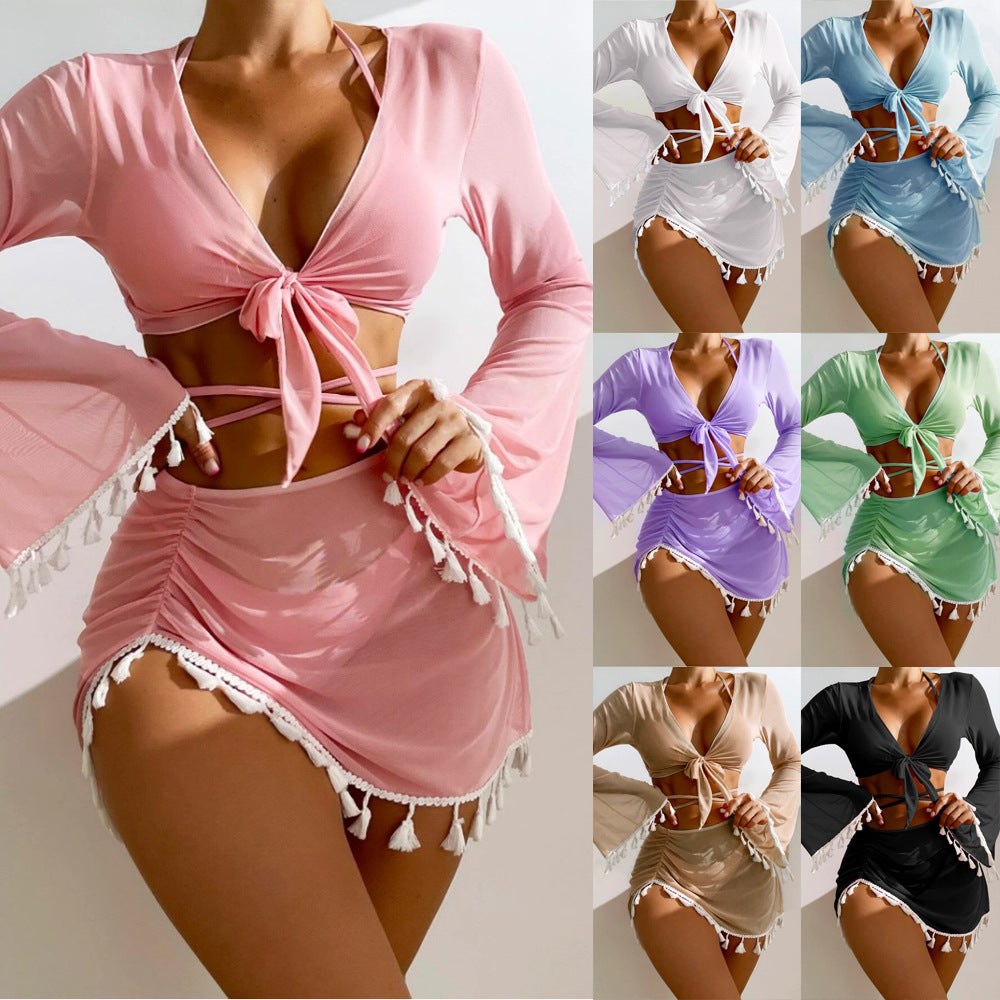 Damen Set aus luftiger Bluse mit langen Ärmeln und Taillenslip R&B