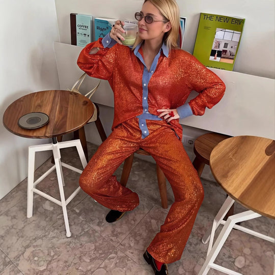 Damen Glamouröses Lounge-Set mit Pailletten R&B