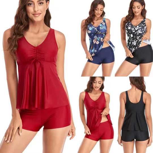 Damen Tankini-Set mit floralem Oberteil und sportlichem Unterteil R&B