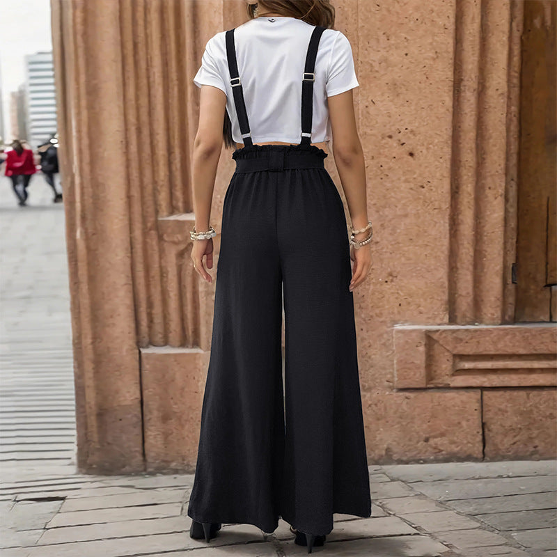 Damen Culotte-Jumpsuit mit verstellbaren Trägern und elegantem Kordelzug R&B