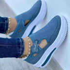 Damen Slip-On Sneakers mit atmungsaktiver Mesh-Oberfläche und rutschfester Sohle R&B