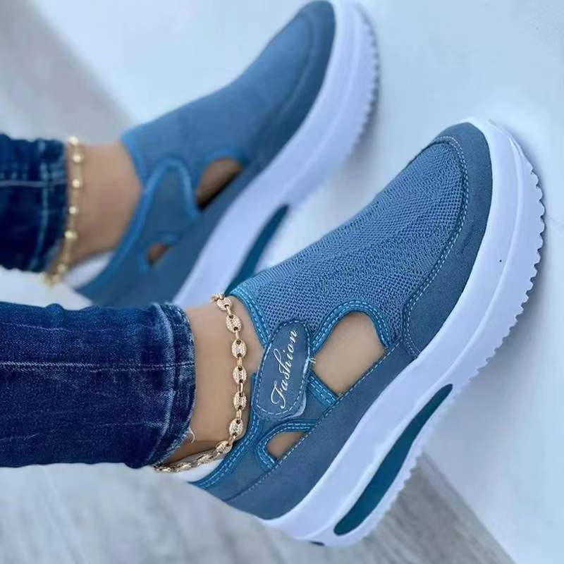 Damen Slip-On Sneakers mit atmungsaktiver Mesh-Oberfläche und rutschfester Sohle R&B