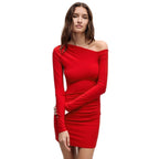 Damen Off-Shoulder Minikleid mit figurformendem Design und eleganter Raffung R&B