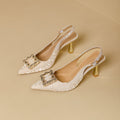 Damen Slingback Pumps mit funkelndem Schmuckdetail