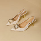 Damen Slingback Pumps mit funkelndem Schmuckdetail