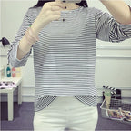 Damen gestreiftes Langarmshirt mit weichem Strukturstoff und lässigem Schnitt