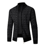 Herren Strickjacke mit modernem Zipper und stilvollem Rautenmuster