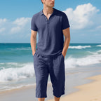 Herren nan leichtes Polo- und Bermuda-Set aus seidigem Baumwolljersey R&B