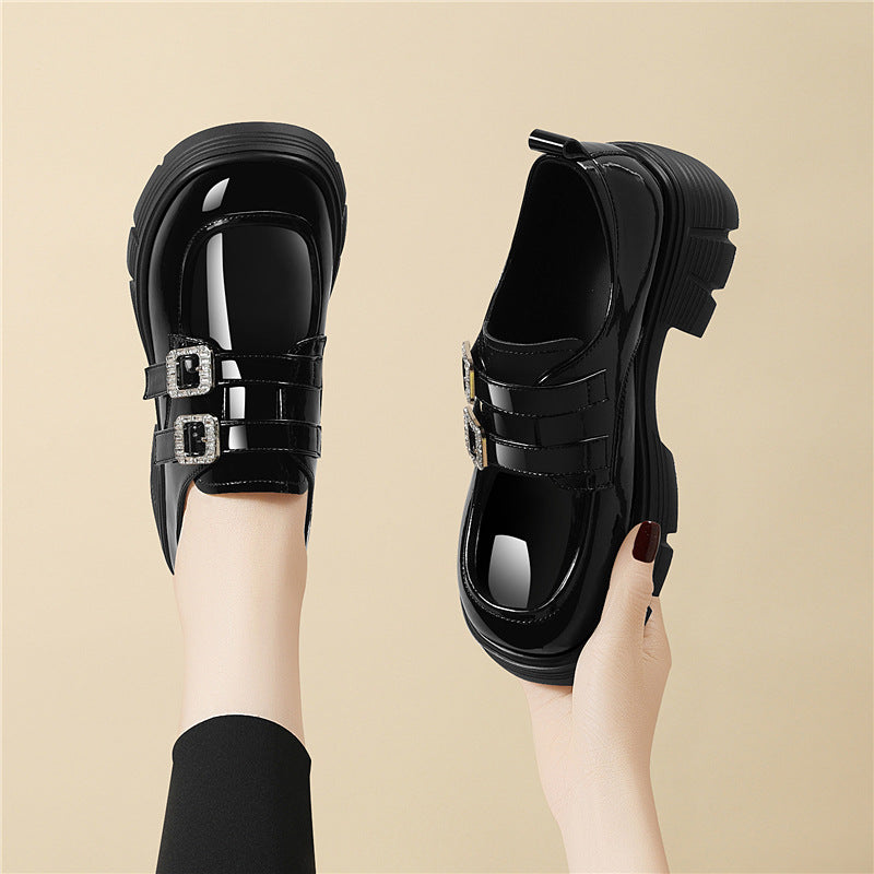 Damen Modische Plateau-Schnürschuhe mit doppeltem Riemenverschluss R&B