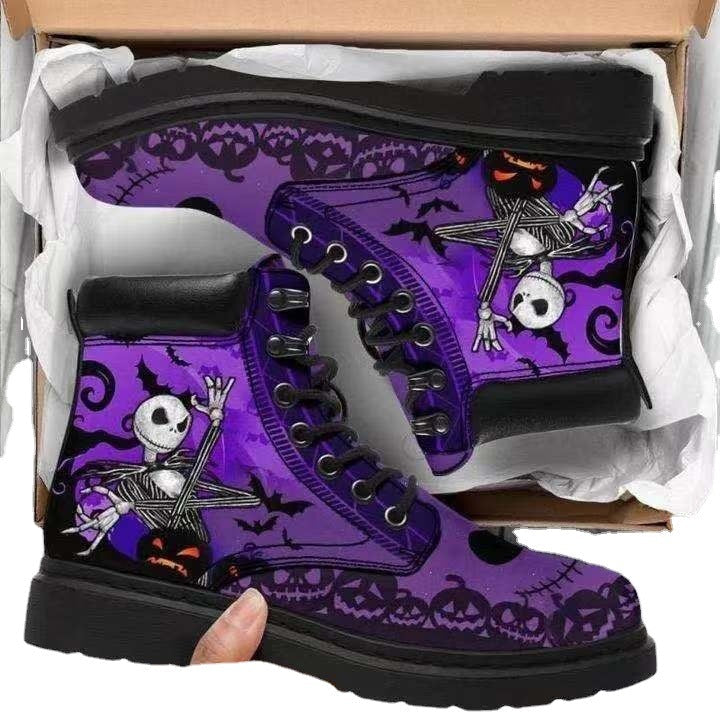 Damen Schnürstiefeletten mit kreativem Totenkopf-Design und robustem Profilsohle R&B