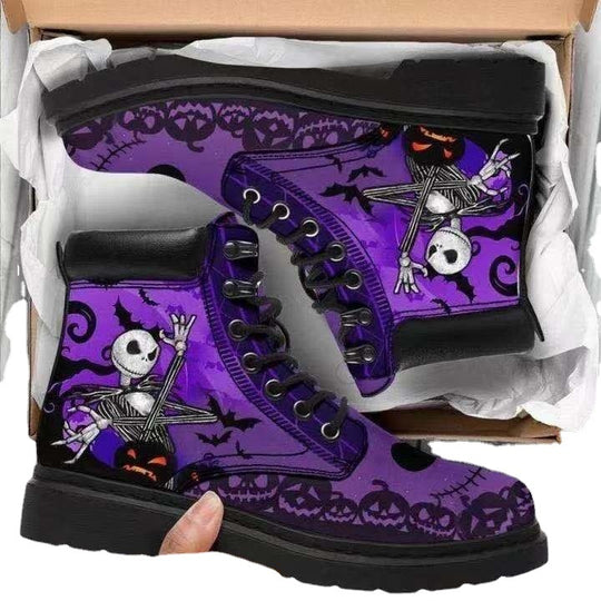 Damen Schnürstiefeletten mit kreativem Totenkopf-Design und robustem Profilsohle R&B