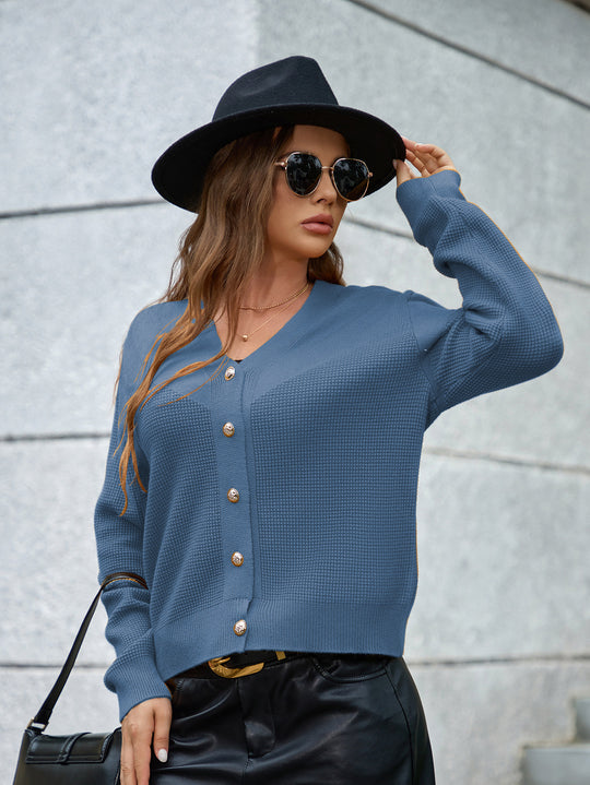 Damen Strickjacke mit Knopfdetails und strukturierter Oberfläche R&B