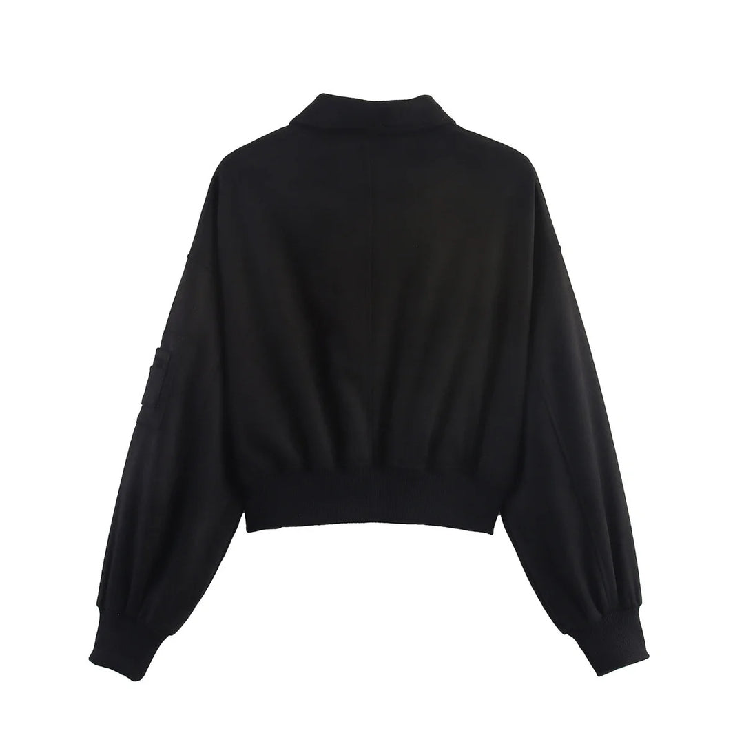 Damen cropped Kunstlederjacke mit praktischen Taschen R&B