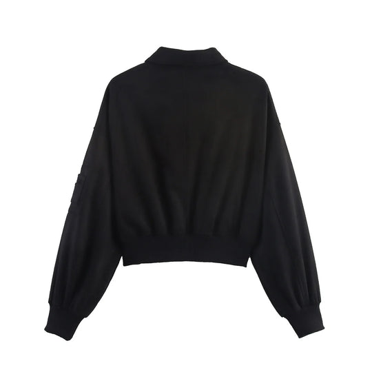 Damen cropped Kunstlederjacke mit praktischen Taschen R&B