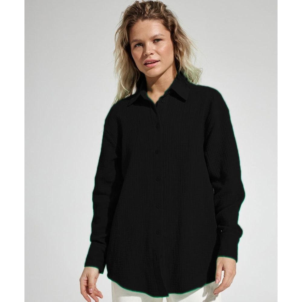 Damen Lässige Bluse im leichten Karo-Design mit langem Arm R&B