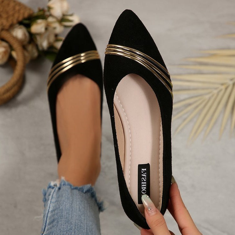 Damen elegante Ballerinas mit schimmernden goldenen Akzenten R&B