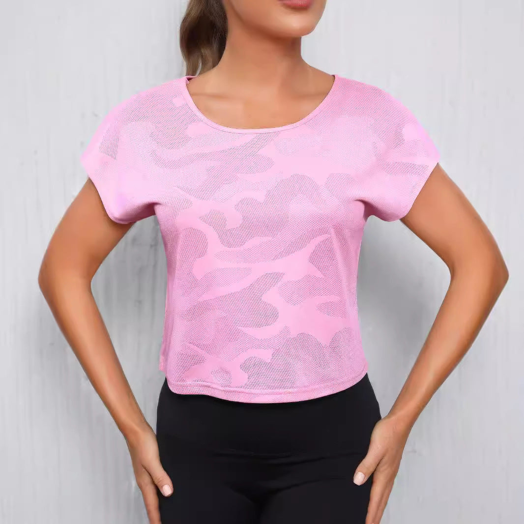 Damen Sportliches Crop-Top mit atmungsaktiver Netzstruktur R&B