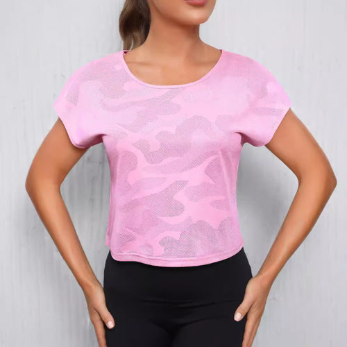 Damen Sportliches Crop-Top mit atmungsaktiver Netzstruktur R&B