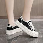 Damen modische Plateausneaker mit floraler Spitze und bequemer Sohle R&B