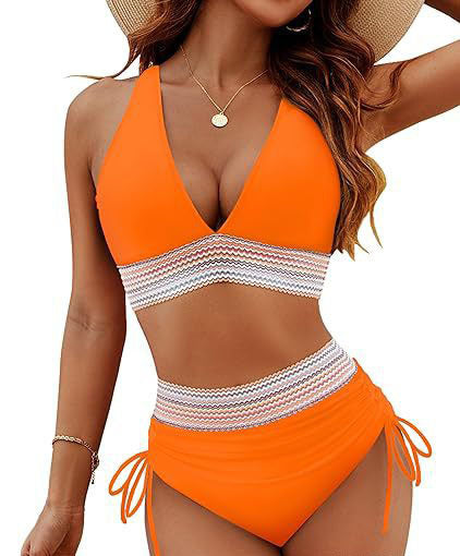 Damen Hochtailliertes Bikini-Set mit verstellbaren Trägern R&B