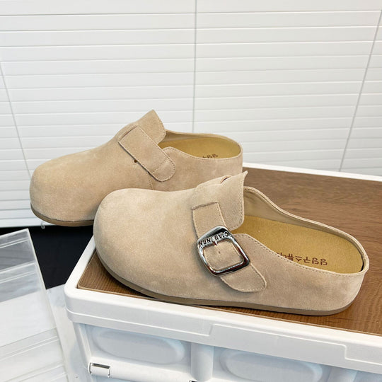 Damen Bequeme Wildleder-Clogs mit verstellbarem Riemen und ergonomischem Fußbett R&B