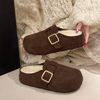 Damen Komfortable Clogs aus weichem Mikrofaser mit Plüschfutter EB