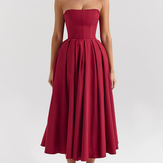 Damen Maxi Kleid mit tailliertem Oberteil und schwingendem Rock R&B