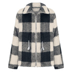 Damen Plüschjacke mit Karomuster R&B
